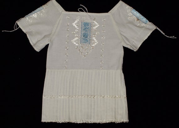 White Hungarian Hand Embroidered Wearable Folk Gi… - image 1