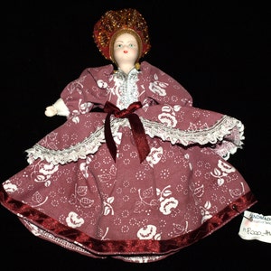 New Handmade Hungarian Folk Porcelain Collector’s Doll, Traditional Costume, 23cm / 9”