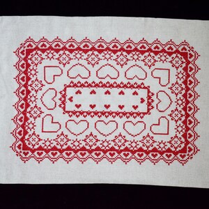 Vintage Hungarian Cross Stitch Sackcloth Pillow Cover, Hand Made 1980s