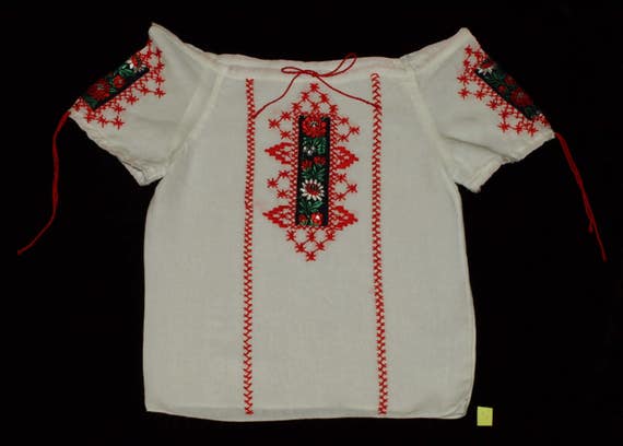 White Hungarian Hand Embroidered Wearable Folk Gi… - image 1