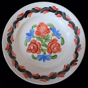 Traditional Hand Painted Hungarian Folk Floral Gránit Porcelain Wall Plate 23 cm / 9 inch