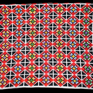 Funda de almohada retro de punto de cruz, bordada a mano en algodón húngaro, años 70