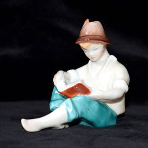 Hand Painted Original Vintage Hungarian Drasche Porcelain Boy Figure 8x10cm