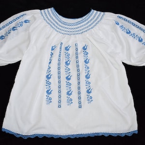 Hungarian Matyo Hand Embroidered Boho Hippie Folkart Women Blouse