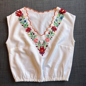 Vintage Hungarian Matyo Floral Embroidered Boho Blouse, 90s Folk Top EU 38-40 / UK 10-12