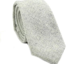 Gray 100% Wool Men Skinny Tie