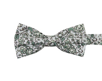 Hidden Garden Pre-Tied Bow Tie - Adult & Kid Size Matching Bow Ties, Green Floral Bow Tie Adjustable Ready to Wear, Wedding, Prom, Birthday