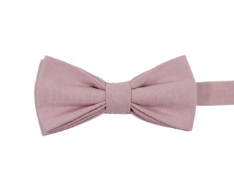 Blush Pre-Tied Bow Tie - Adult & Kid Size Ready To Wear Adjustable, Blush Pink Bow Tie, Wedding Bow ties for Men, Solid Color Bow Tie