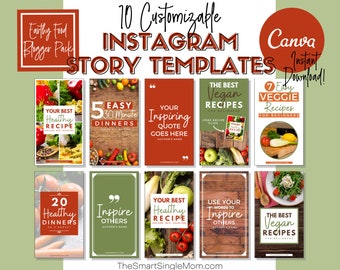 Earthy Food Blog Instagram Story Template | Instagram Template | Canva Template | Canva Template Instagram | Food Blogger | Social Media