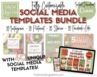 Social Media Template | Pinterest Template | Canva Template | Instagram Template | Food Blog Template | Social Media | Marketing | Templates
