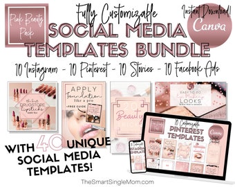 Social Media Template | Pinterest Template | Canva Template | Instagram Template | Rose Gold Templates | Social Media | Facebook | Marketing