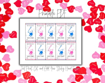 PRINTABLE Valentines Day Card, Funny Classroom Valentine, Sticky Hand Valentine, Teen Tween School Valentine, Boys Valentine, Valentine Tags