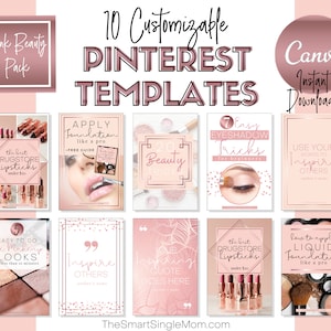 Rose Gold | Pink Pinterest Template | Pinterest Templates Canva | Canva Templates | Canva Template Pinterest | Beauty blog | Social Media