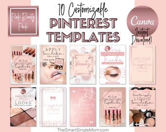 Rose Gold | Pink Pinterest Template | Pinterest Templates Canva | Canva Templates | Canva Template Pinterest | Beauty blog | Social Media
