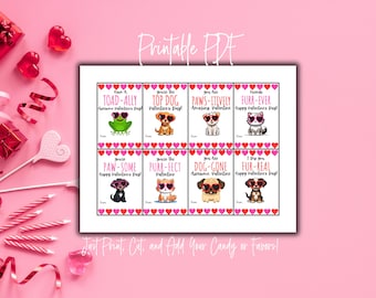 PRINTABLE Valentines Day Card, Classroom Valentines, Cute Animal Valentine, School Valentine Cards, Valentines Day Tags, Valentine Printable