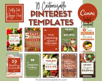 Food Blogger | Food Pinterest Template | Pinterest Template Canva | Canva Template | Canva Template Pinterest | Blog Template | Social Media