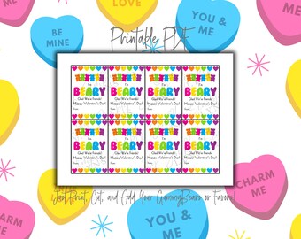 PRINTABLE Valentines Day Card, Classroom Valentines, Gummy Bear Valentines, School Valentine Cards, Valentines Day Tags, Valentine Printable