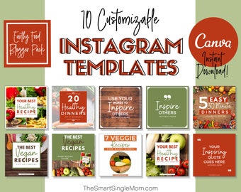 Instagram Templates | Food Blog Instagram Template | Canva Template | Canva Template Instagram | Food Blogger | Social Media | Instagram