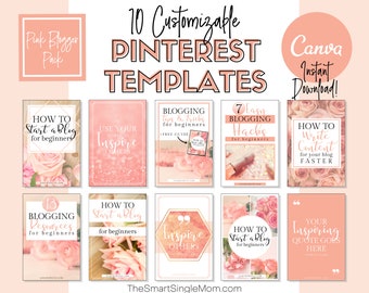 Pink Pinterest Template | Pinterest Template Canva | Canva Templates | Canva Template Pinterest | Beauty Blog | Social Media | Blog Template