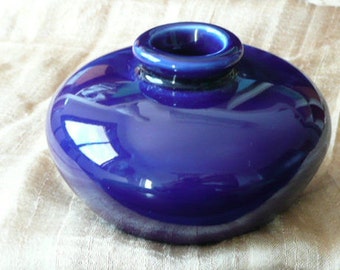 Japanese Vase in Indigo Blue Glaze for Ikebana.