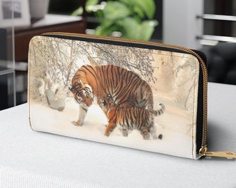 Tiger In Snow Deluxe Printing Small Purse Portable Receiving Bag Tiger In Snow Deluxe Printing Small Purse Portable Receiving Bag