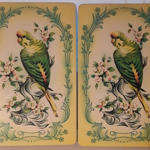 Vintage bird budgie parakeet Swap Cards 2 single playing cards for scrapbooking junk journal ephemera