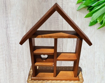 simple primitive knick knack display Vintage hanging wood corner wall shelf 20.5 x 10.5 handmade unfinished shelves for rustic home decor