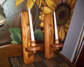 Vintage Wooden Wall Sconce Germany Candle Holders Wall Hanging Retro Boho Farmhouse Country Cabin Decor