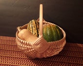 Vintage handled woven wicker basket god 39 s eye planters bread egg gathering farmhouse rustic country decor storage french