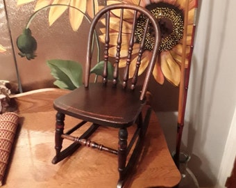 hand painted wood and straw chair Vintage Child/'s Wooden Chair primitive country farmhouse decor