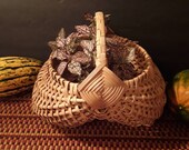 Vintage handled woven wicker buttocks basket god 39 s eye planter bread egg gathering farmhouse rustic country decor storage french