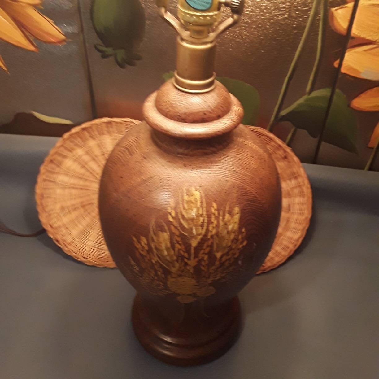 Vintage Boho Signed Solid Wood Table Bedside Accent Lamp Light Etsy