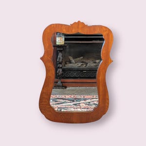 Antique Wooden Mirror Wall Hanging Dresser Vanity Farmhouse Vintage Grandma&#39;s Cottage Primitive Victorian Rustic