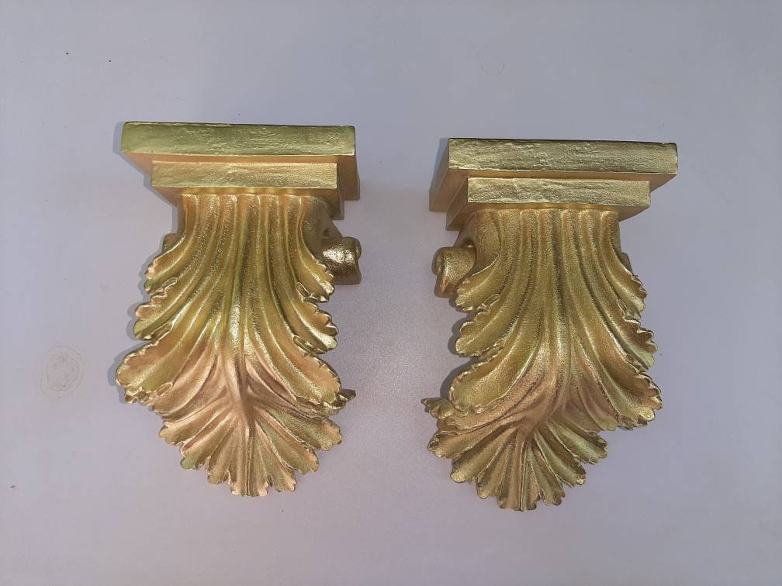 Vintage Gold Shelf Curtain Rod Corbel Swag Holder Drapery Etsy