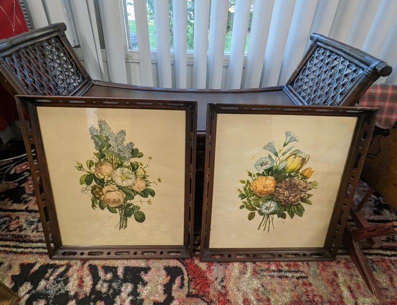 Vintage J L Prevost Floral Prints Set of 2, Botanical Wall Art, Rustic ...