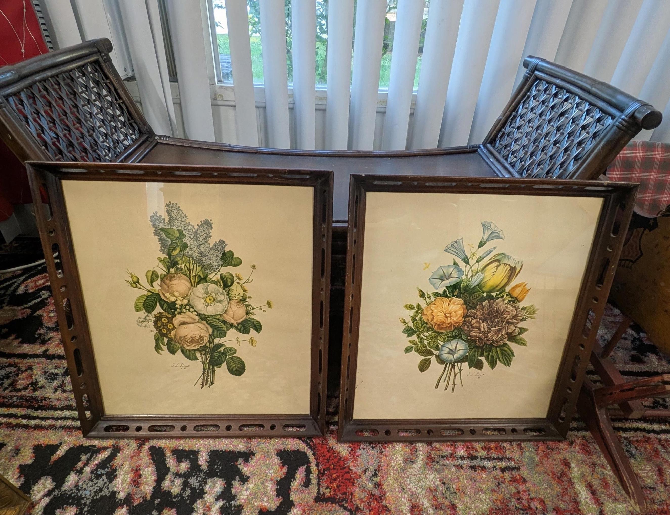 Vintage J L Prevost Floral Prints Set of 2, Botanical Wall Art, Rustic ...