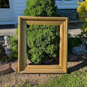 Massive Antique Gold Gesso Wood Frame Ornate Art Picture Painting Frame Gold Wood Wall Hanging Vintage Hollywood Regency Victorian