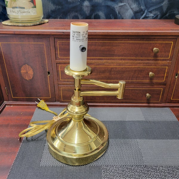 Swing Arm Lamp Brass Vintage  Table or Desk Light Mid Century Modern Retro Accent Bedside Adjustable metal