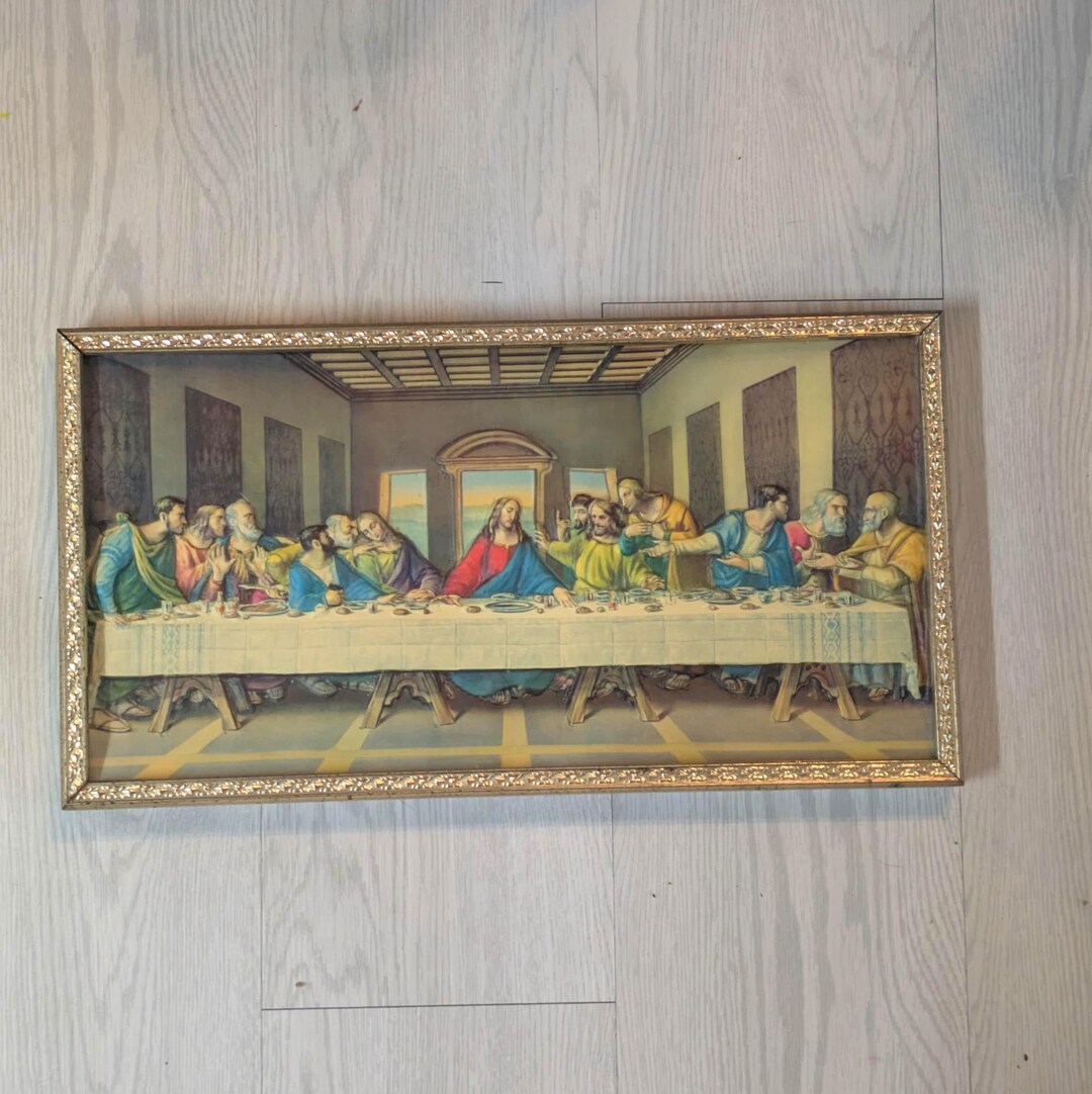 Vintage Last Supper 3d Framed MCM Art Wall Hanging Religious Jesus ...