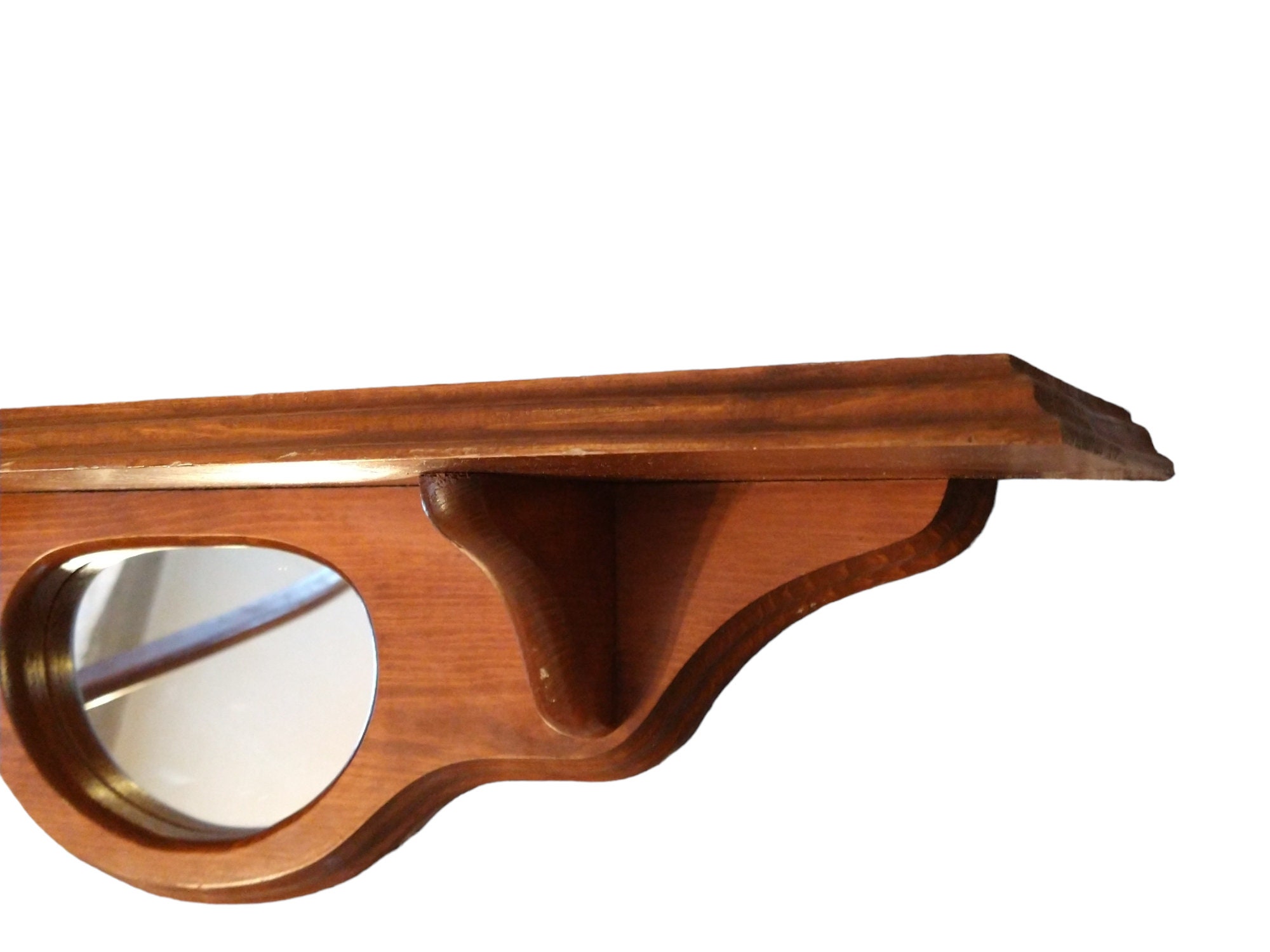 Vintage 2 Way Wooden Mirror Shelf Wood Wall Hanging Plant Etsy