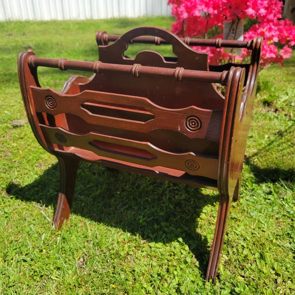 Antique Wooden Magazine Rack - Etsy