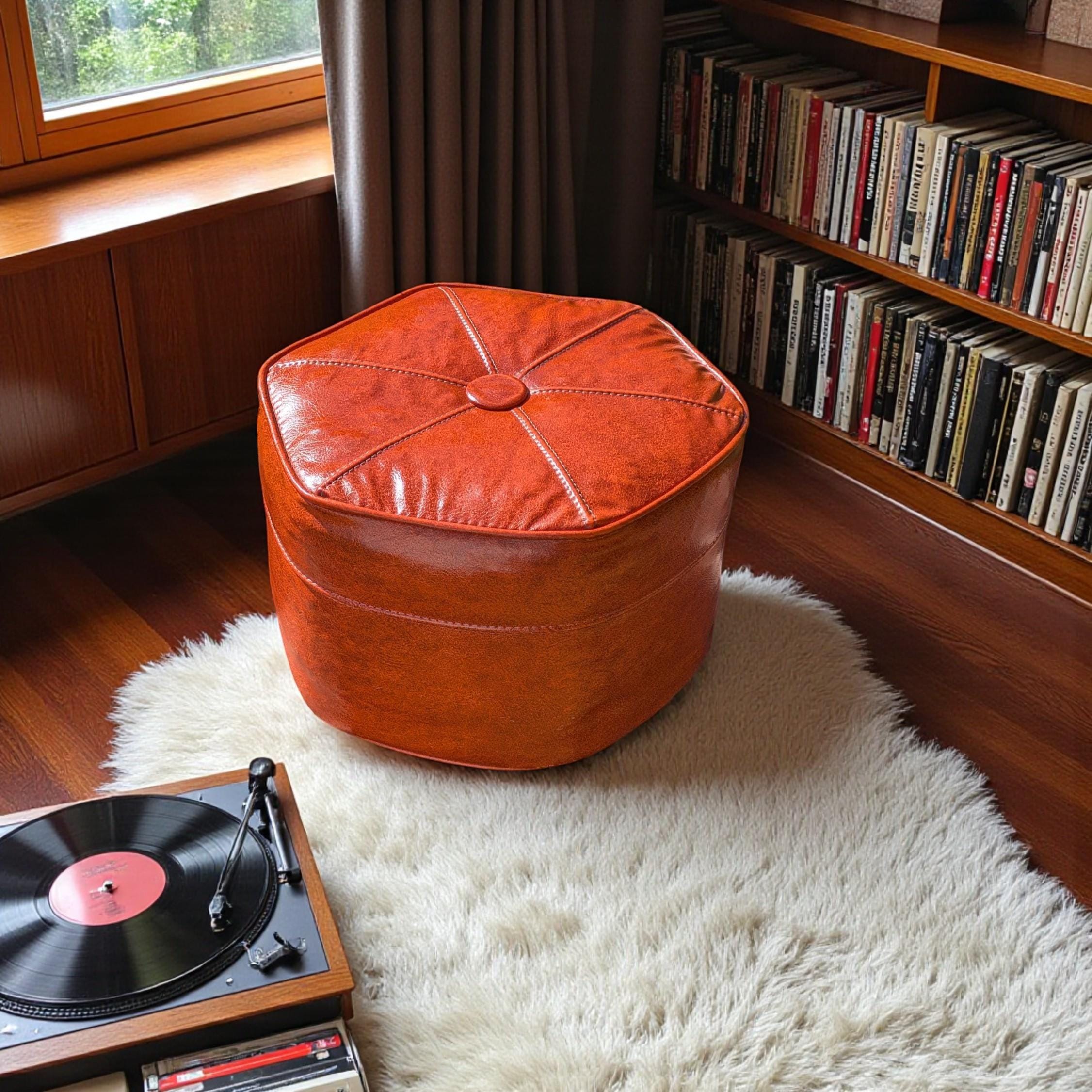 Orange Mid Century Ottoman - Etsy