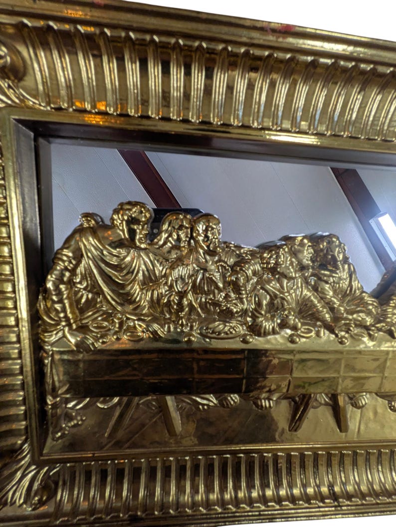 Vintage Last Supper Wall Hanging Mirror, Mid Century Christian Wall ...