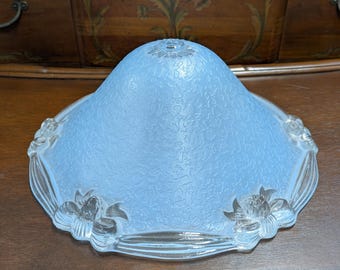 Vintage Round Glass Globe Shade Ceiling Shade Light Fixture Light Blue Clear MCM Art Deco Mid Century Modern Center Mount Bows