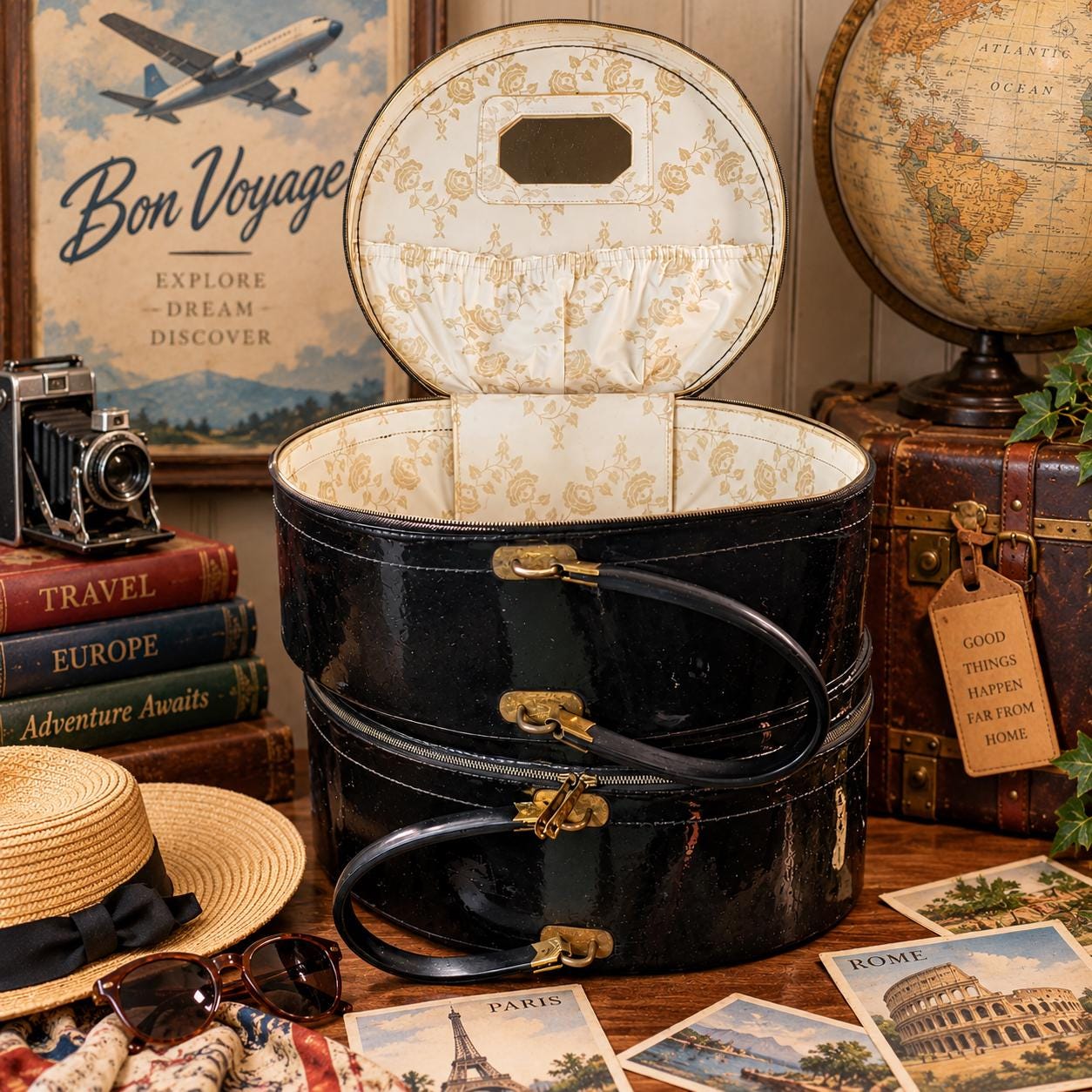 Vintage Hat Box Suitcase - Etsy