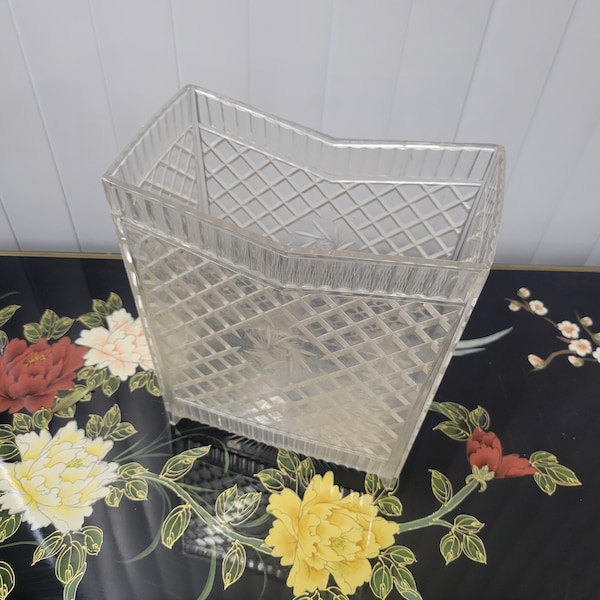 Vintage Waste Basket Bin Clear Mid Century  Stand Planter Garbage Can Atomic Hollywood Regency Retro Decor