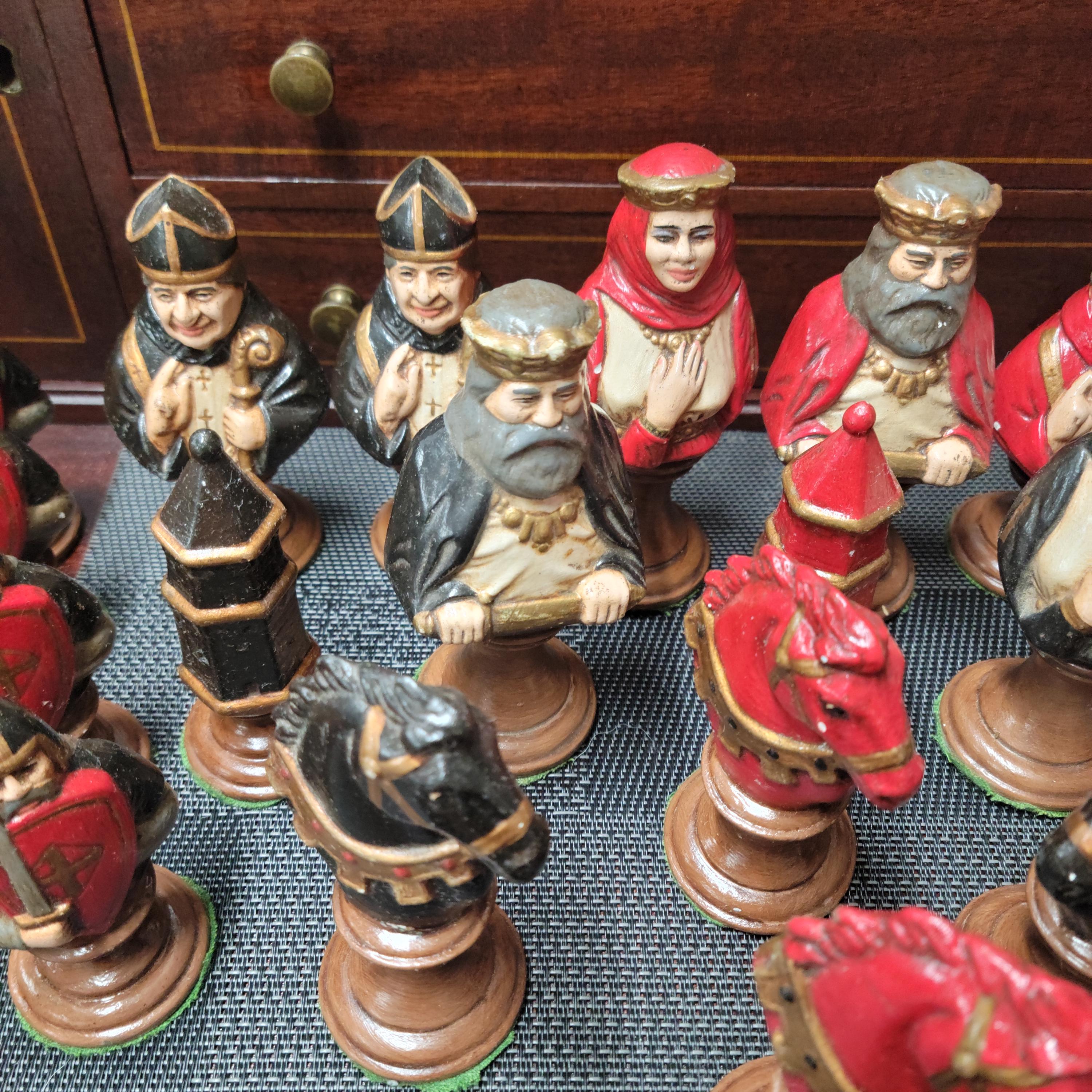 Vintage Chess Set Pieces Complete Ceramic Figurines MCM