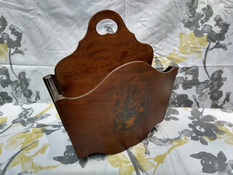 Vintage Primitive Magazine Rack Stand Painted Floral Bouquet Etsy