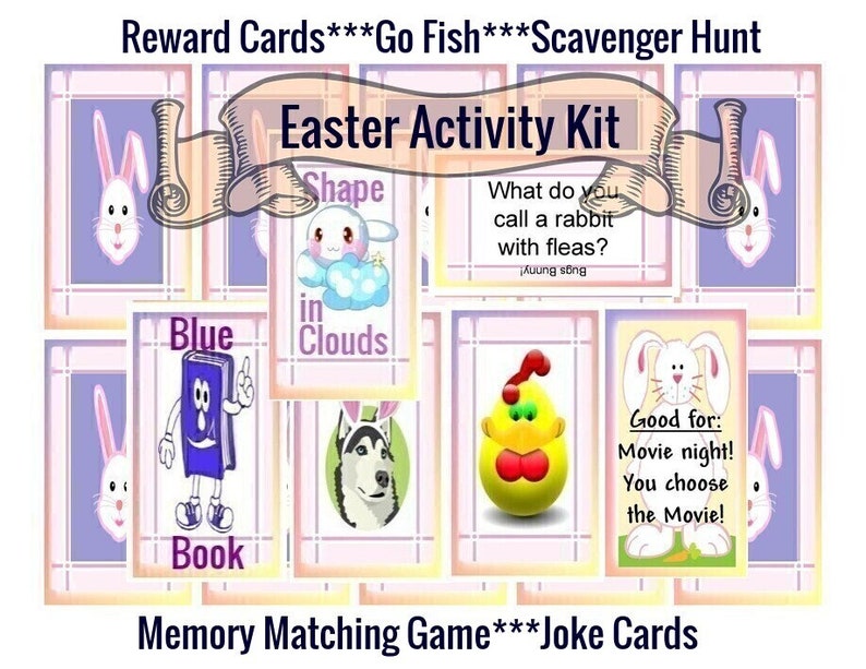 Easter Activity Kit Bundle Games Go Fish Memory Matching Scavenger Hunt Egg Filler Reward Cards Jokes Printable Digital Diy Basket Stuffer Party Supplies Paper Party Supplies Kromasol Com