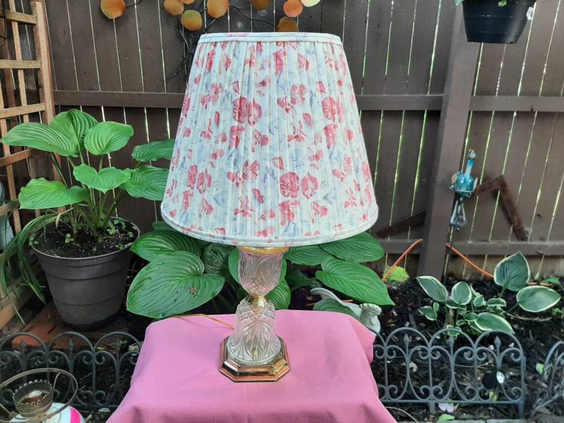 Vintage lamp shade Laura Ashley Pleated Floral Fabric Pinks Etsy